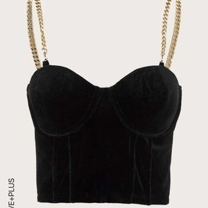 Plus Chain Strap Velvet Cami Top